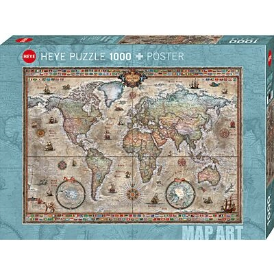 Puzzle 1000 Pcs Map Art, Retro World