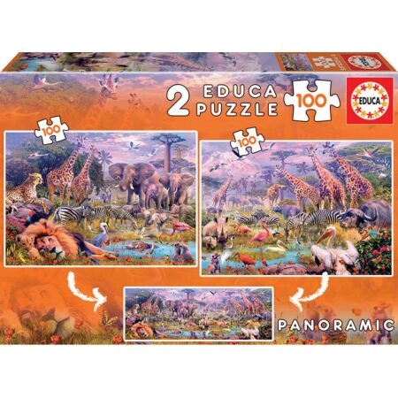 Puzzle 2x100 Pcs Animais Selvagens