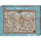 Puzzle 1000 Pcs Map Art, Retro World