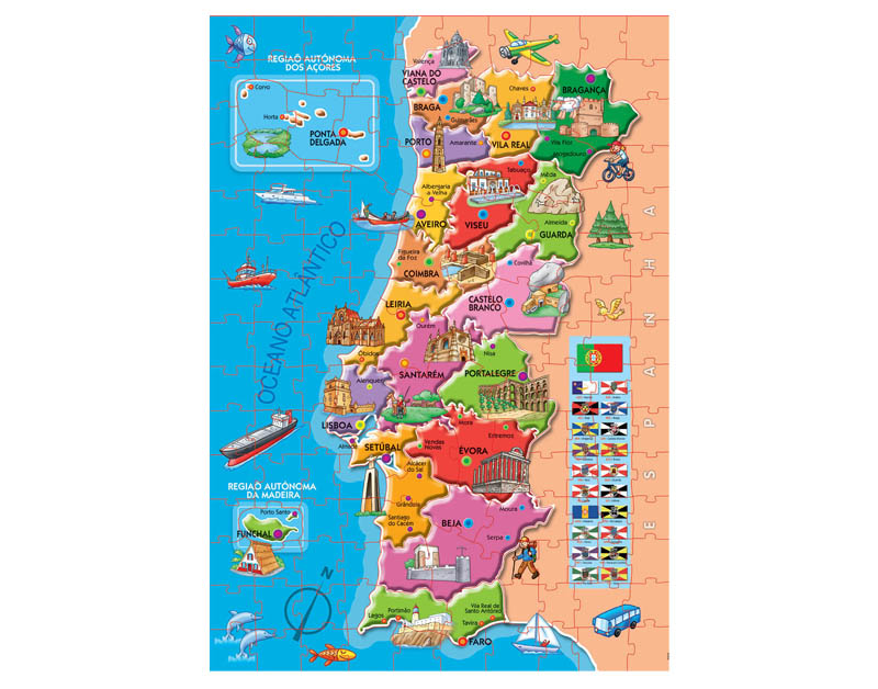 Puzzle 150 Pcs Mapa de Portugal - O Papagaio Sem Penas