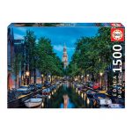 Puzzle 1500 Pcs Canal de Amesterdão ao Entardecer