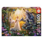 Puzzle 1500 Pcs Dragão Princesa e Unicórnio