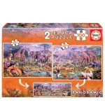 Puzzle-2×100-Pcs-Animais-Selvagens-EDUCA-18606-1