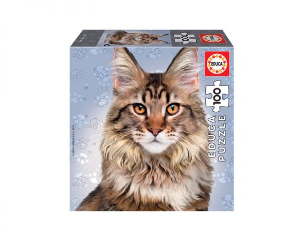 Puzzle de 100 peças com a imagem dum gato Maine Coon