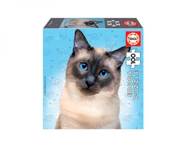 Puzzle de 100 peças com a imagem dum gato siamés