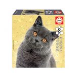 Puzzle de 100 peças com a imagem dum gato British Shorthair