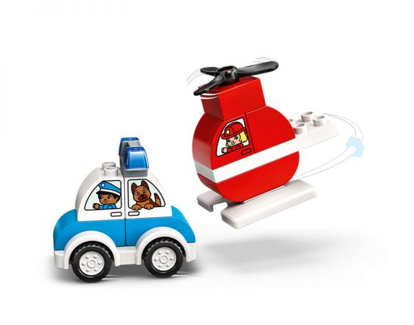 Carro da polícia e helicóptero dos bombeiros do LEGO Duplo