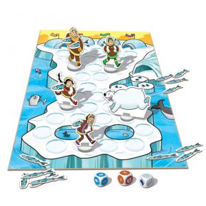 Divertido jogo de tabuleiro Aventura Polar da marca EDUCA para apanhar peixes e fugir do urso polar.