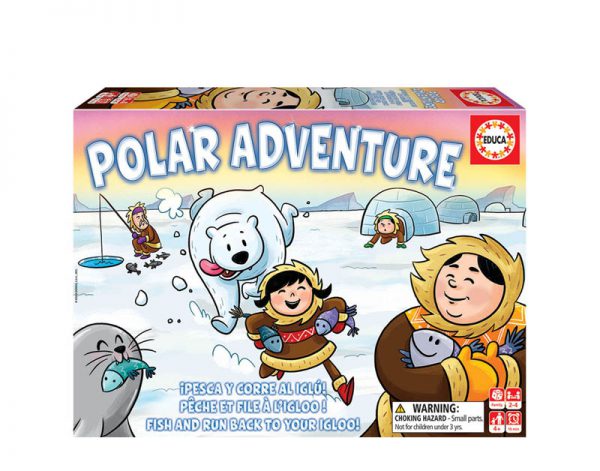 Divertido jogo de tabuleiro Aventura Polar da marca EDUCA para apanhar peixes e fugir do urso polar.