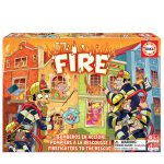 Divertido jogo de tabuleiro Fire (Fogo) da marca EDUCA com bombeiros para salvar personagens, animais e objectos.