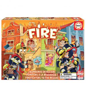 Divertido jogo de tabuleiro Fire (Fogo) da marca EDUCA com bombeiros para salvar personagens, animais e objectos.